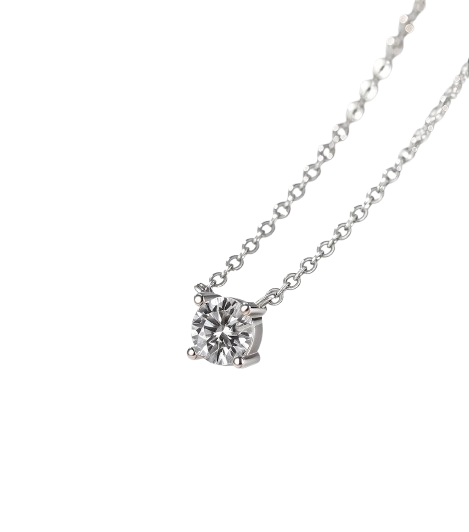 Tensora Stellar Dot Round Solitaire Lab-Grown Diamond Necklace in white gold, view 3