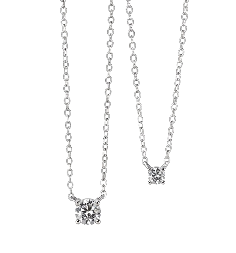 Tensora Stellar Dot Round Solitaire Lab-Grown Diamond Necklace in white gold, view 4