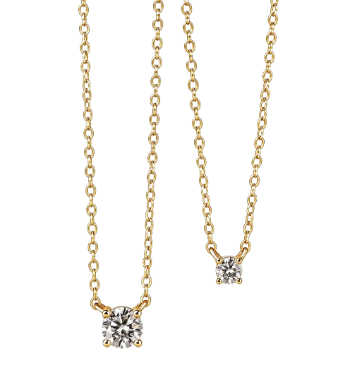 Tensora Stellar Dot Round Solitaire Lab-Grown Diamond Necklace in yellow gold, view 1