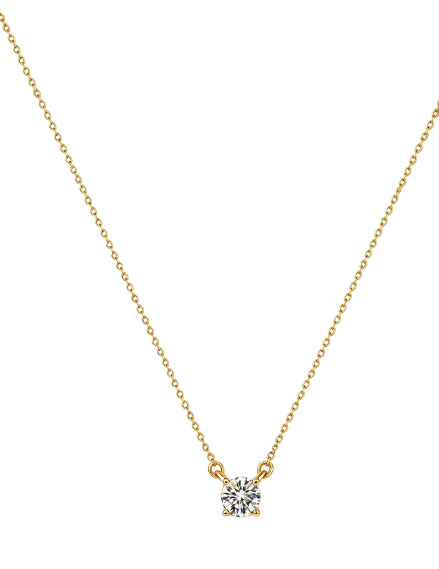 Tensora Stellar Dot Round Solitaire Lab-Grown Diamond Necklace in yellow gold, view 2