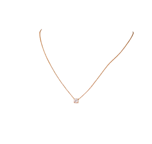 Tensora Stellar Dot Round Solitaire Lab-Grown Diamond Necklace in yellow gold, view 3
