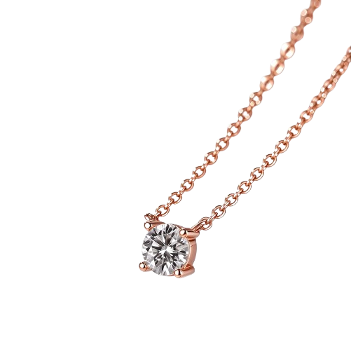 Tensora Stellar Dot Round Solitaire Lab-Grown Diamond Necklace in rose gold, view 1