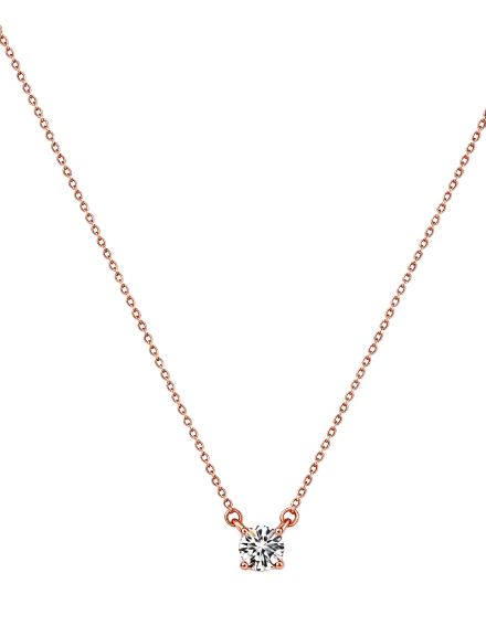 Tensora Stellar Dot Round Solitaire Lab-Grown Diamond Necklace in rose gold, view 3