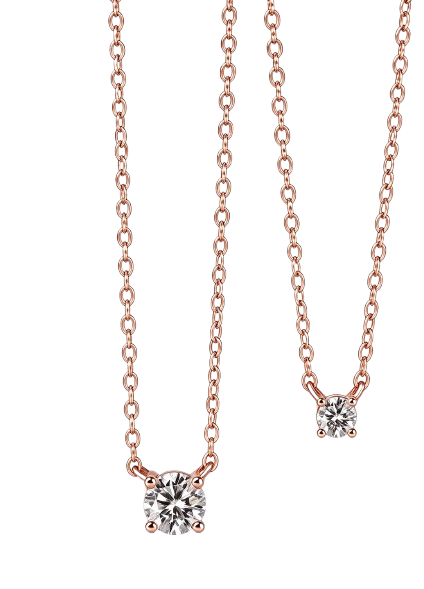Tensora Stellar Dot Round Solitaire Lab-Grown Diamond Necklace in rose gold, view 4