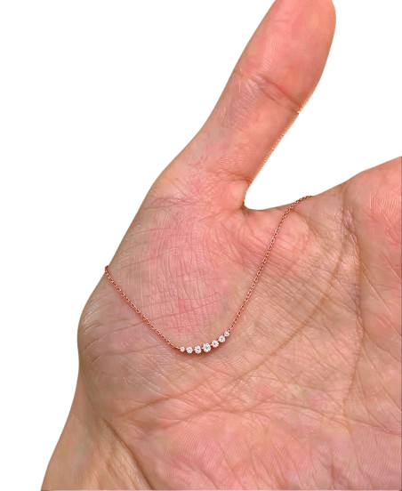 Tensora Stellar Arc Five-Stone Lab-Grown Diamond Necklace in rose gold, view 1