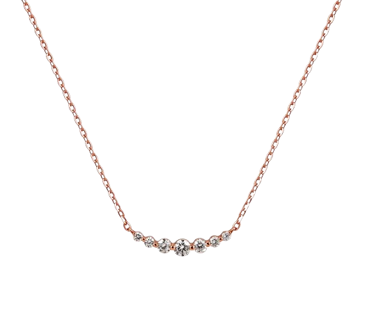 Tensora Stellar Arc Five-Stone Lab-Grown Diamond Necklace in rose gold, view 2