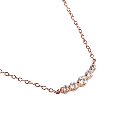 Tensora Stellar Arc Five-Stone Lab-Grown Diamond Necklace in rose gold, view 3