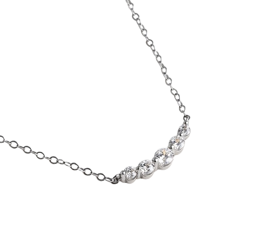 Tensora Stellar Arc Five-Stone Lab-Grown Diamond Necklace in white gold, view 3