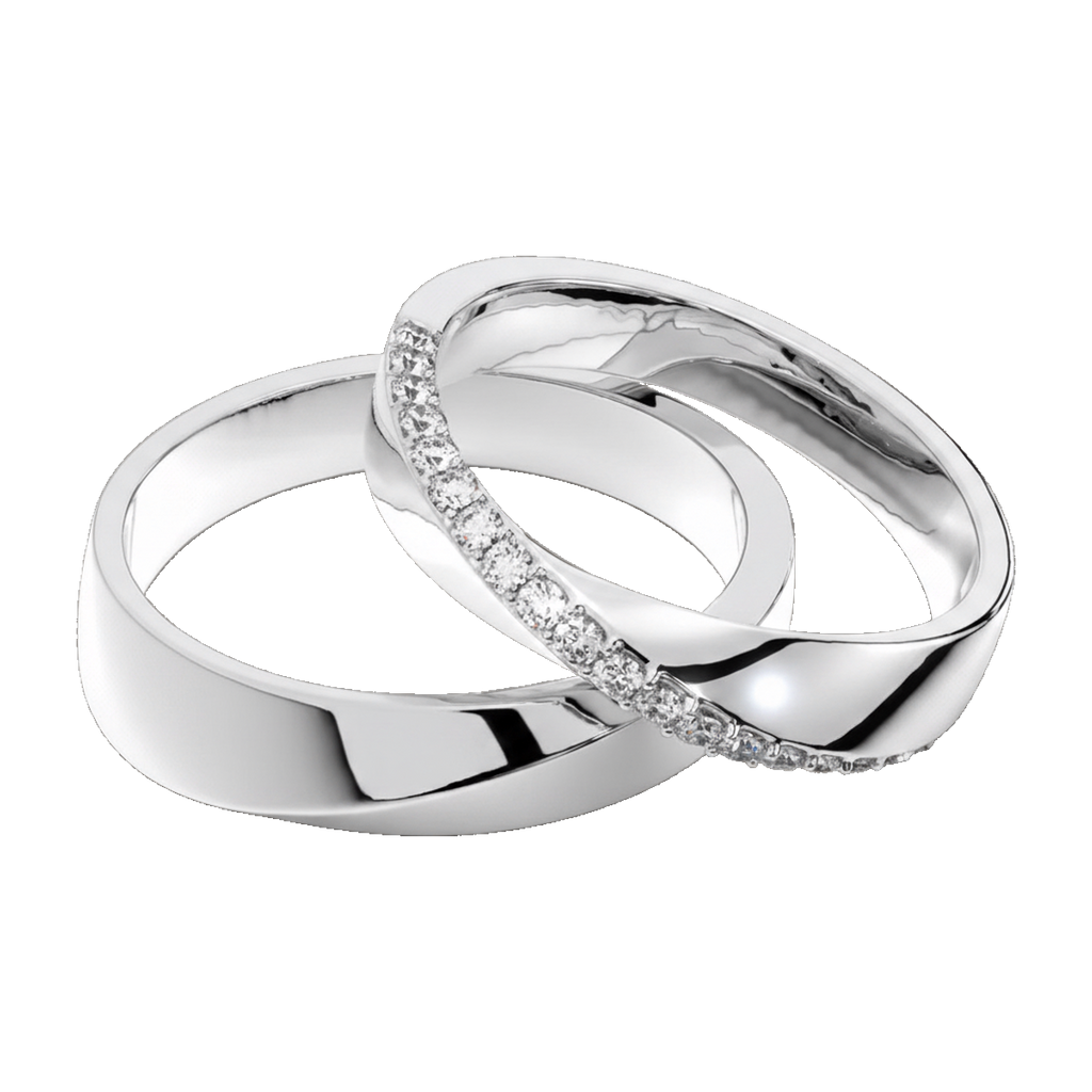 White gold couple ring set