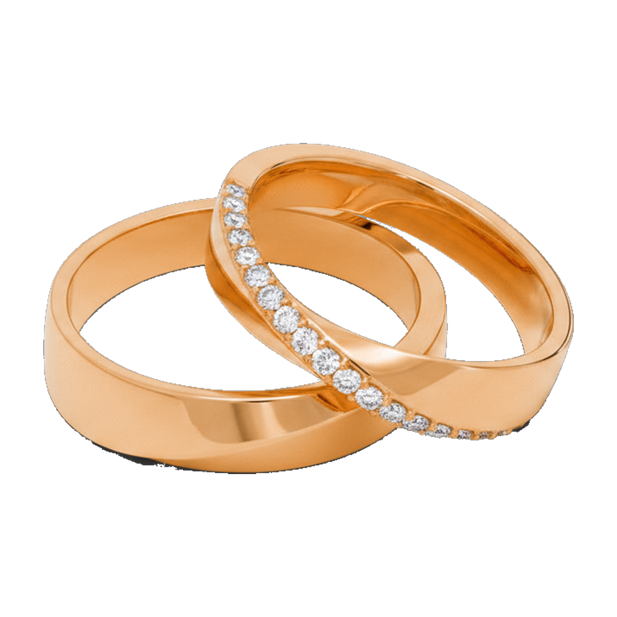 Yellow gold couple ring set